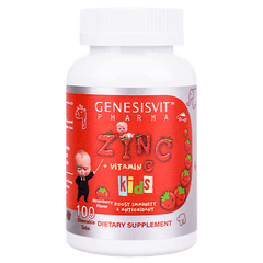 Genesisvit Pharma Zinc+Vitamin C Kids-100Serv.-100Chewable Tabs.-Strawberry Flavor