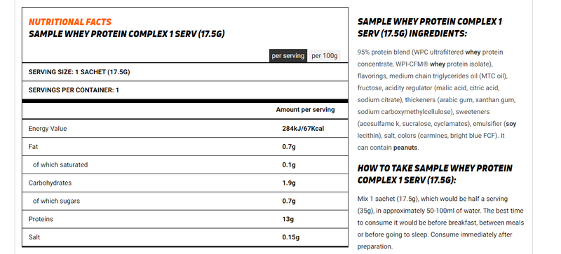 Olimp Sport Nutrition Whey Protein Complex-1Serv.-17.5G