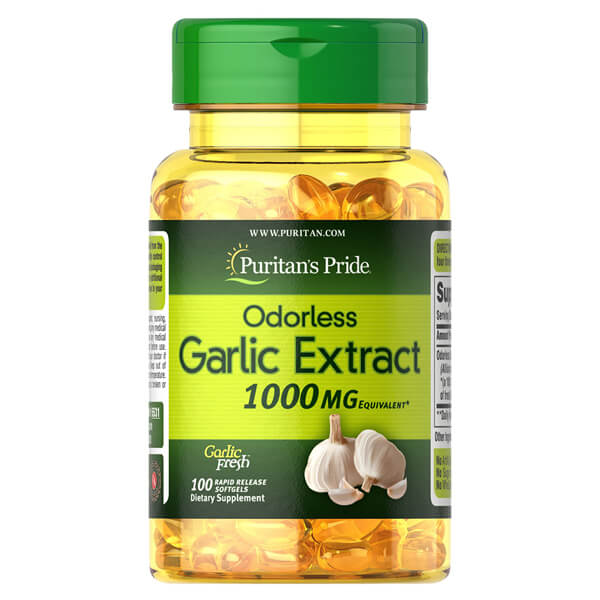 Puritan's Pride Odorless Garlic Extract 1000MG-100Serv.-100Rapid Release Softgels