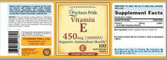 Puritan's Pride Vitamin E 450Mg(1000IU)Supports Antioxidant Health-100Serv.-100Rapid Release Softgels